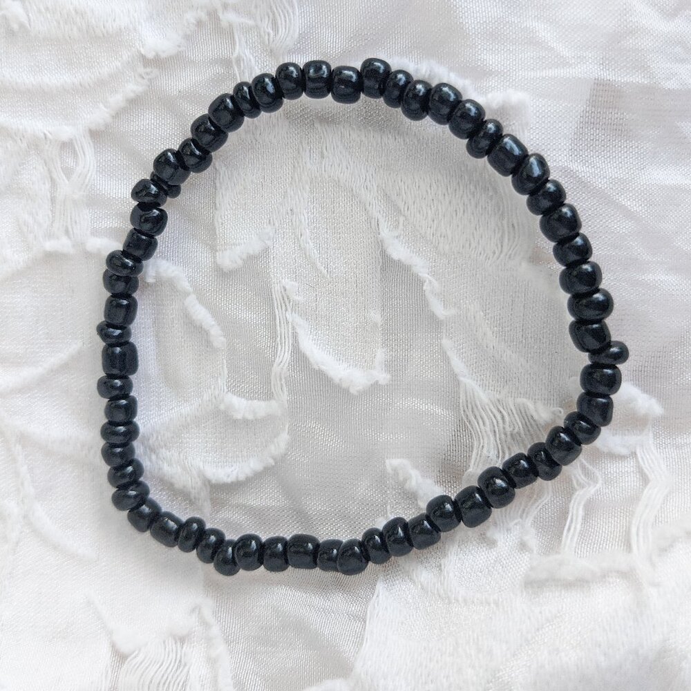 Black Glass Bead Bracelet